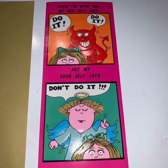 Vintage 70s Greeting Card Devil Angel Do's & Don'ts unused - Picture 2 of 5